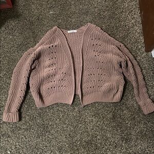 moon & madison Pink Open-Knit Cardigan Sweater